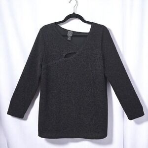 Clara Sun Woo Cut Out Top Sparkle‎ Knit Long Sleeve Blouse Woman XL Party Dressy